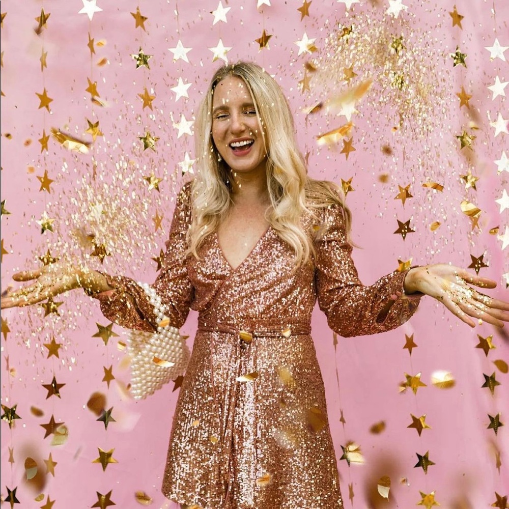 NWT rose gold SEQUIN NBD MINI DRESS - Picture 14 of 15